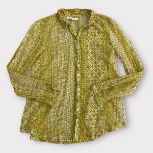 Hei Hei Anthropologie Women’s Shirt Small 100% Cotton Button Up Floral Paisley